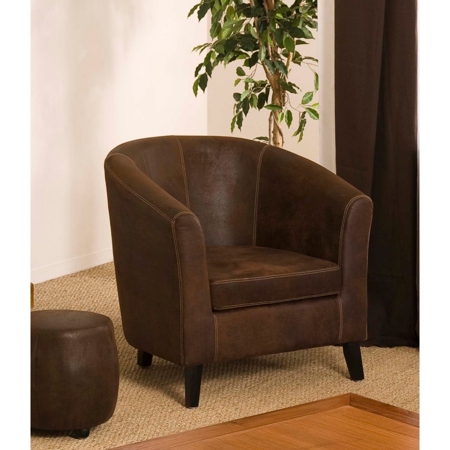 Fauteuil cabriolet marron microfibre  Meubles Macabane  meubles et