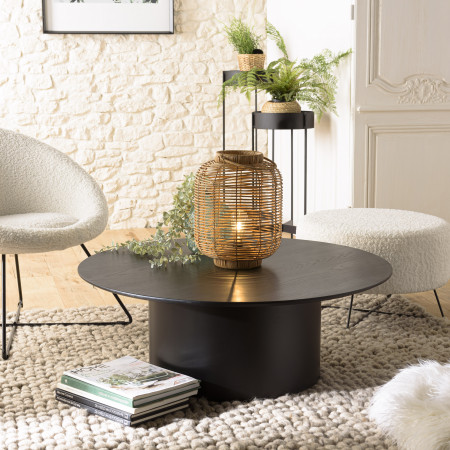 DALY - Table basse ronde noire 90x90cm...