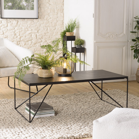 DALY - Table basse rectangulaire noire 120x60cm...