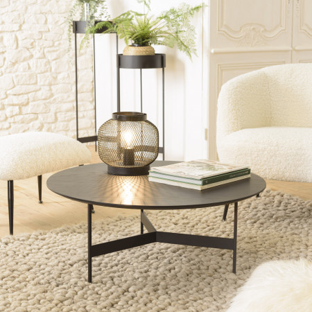 DALY - Table basse ronde noire 78x78cm...