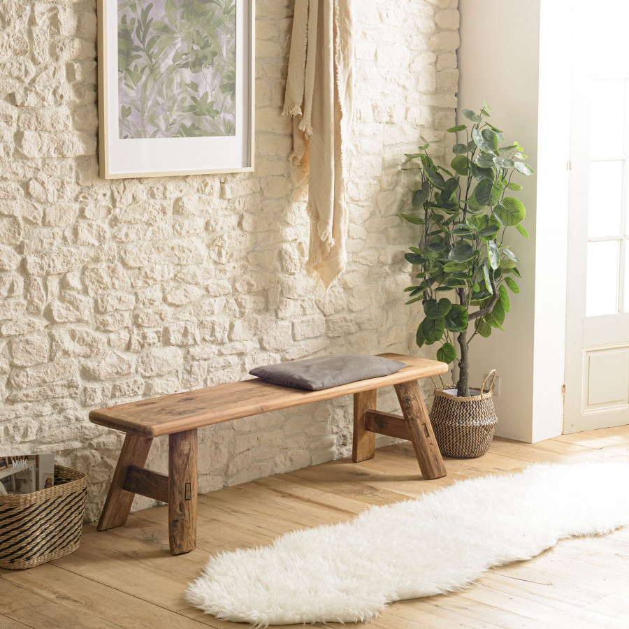 Banc deco bois, banc campagne, petit banc d'intérieur en bois