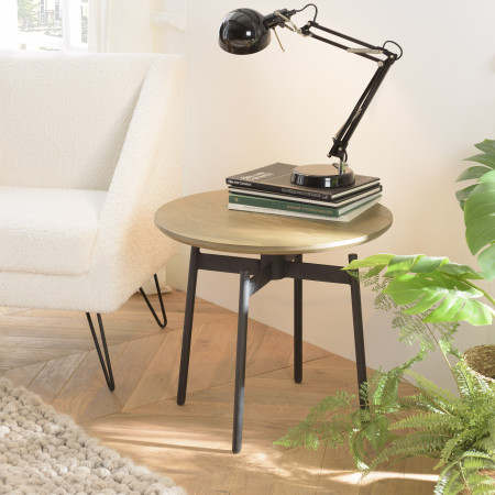 ALMA - Table d'appoint ronde marron foncé...