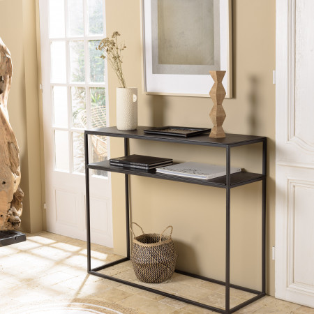 JONAS - Console 100x35cm alumninum noir pieds...