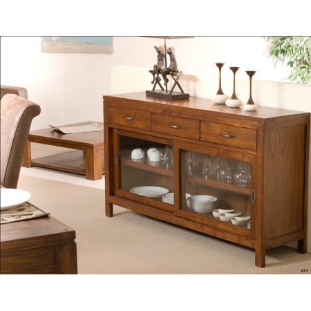 EDEN - Buffet marron 2 portes coulissantes...