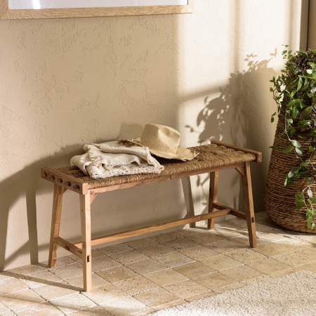 ALIDA - Banc 100x36cm assise en tissage d'abaca...