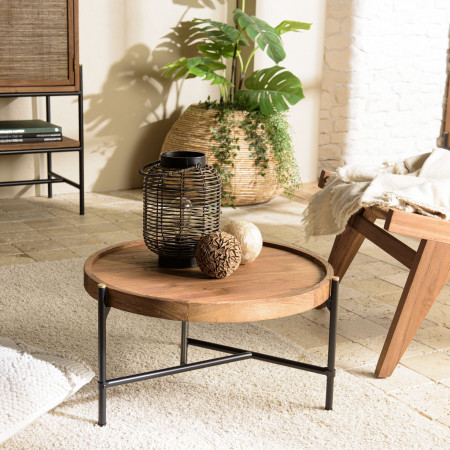 ALIDA - Table basse ronde 58x58cm plateau en...