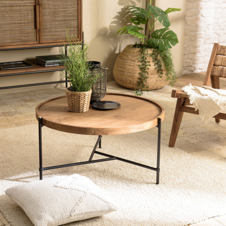 ALIDA - Table basse ronde 78x78cm plateau en...