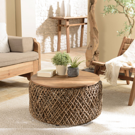 ALIDA - Table basse ronde 70x70cm en tissage de...