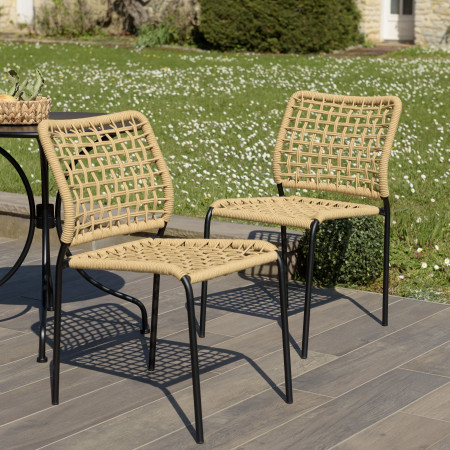 VIANNEY - Lot de 2 chaises de jardin en cordage...