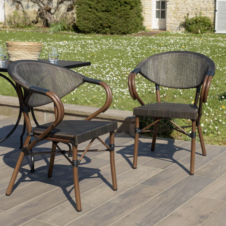 VIANNEY - Lot de 2 chaises de jardin bistrot en...