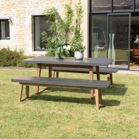 Salon de jardin HANNA en bois teck huilé 2 personnes - ensemble de jardin :  1 table carrée pliante 70 x 70 cm et 2 chaises - Ensemble Tables et chaises  de Jardin Pas Cher