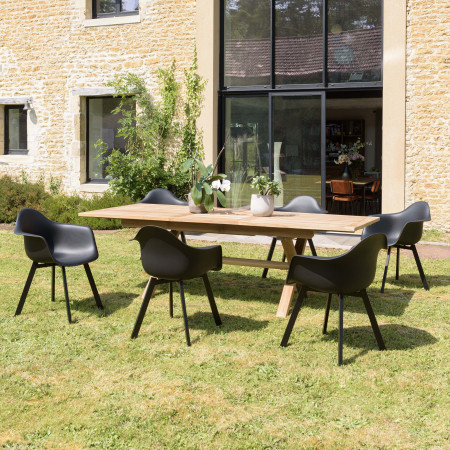 MALO - Lot de 6 fauteuils noirs dossier arrondi