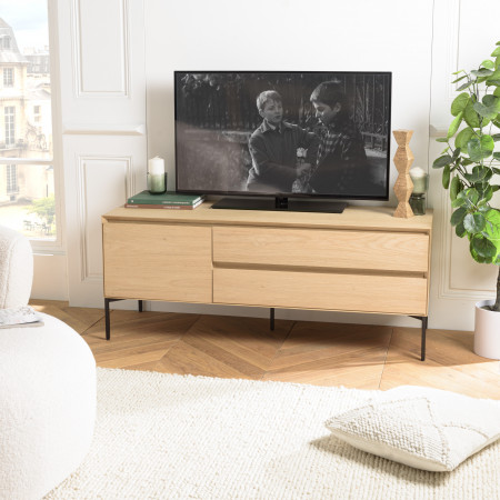 MAXENDRE - Meuble TV naturel 1 porte 2 tiroirs...