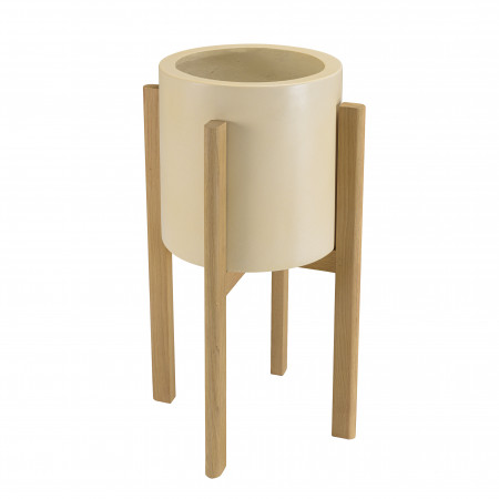 GREGOIRE - Pot de fleur béton beige sur pieds...