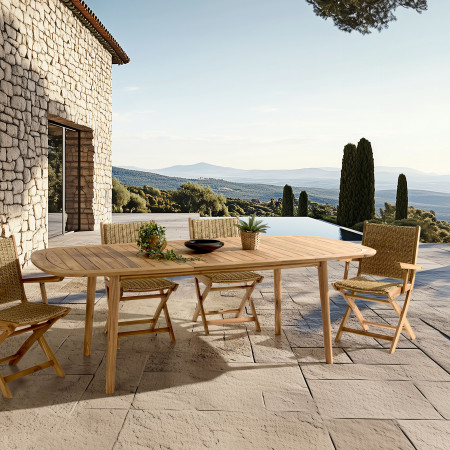 VICK - Table de jardin extensible en acacia...