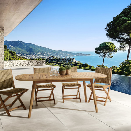 VICK - Table de jardin extensible en acacia...