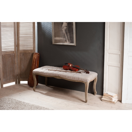 SIDNEY - Banc pieds courbés tissu couleur lin