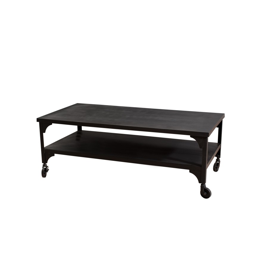 FELIX Table basse industrielle noire double plateau