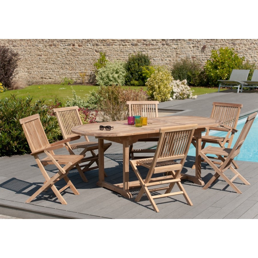 Table de jardin 6/8 personnes ovale extensible 150/200*90 cm en