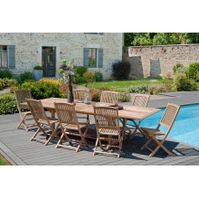 Macabane - HARRIS - Salon de Mobilier de jardin 8/10 personnes en teck -  180x100x75cm