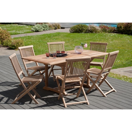 HARRIS - SALON DE JARDIN EN BOIS TECK 4/6 pers...