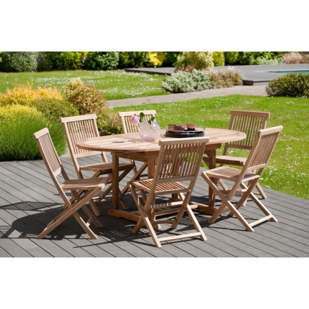 HARRIS - SALON DE JARDIN EN BOIS TECK 4/6 pers...