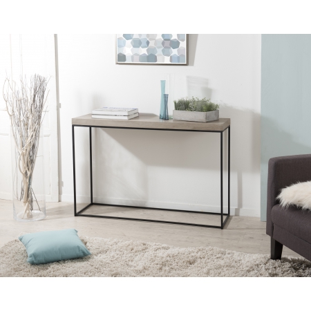 FLEUR - Console rectangle pieds droits métal