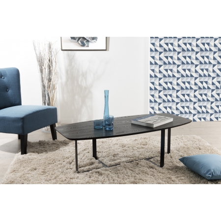 FLEUR - Table basse rectangulaire noire plateau...