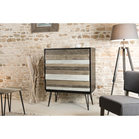 AMBROISE - Commode 5 tiroirs pieds métal