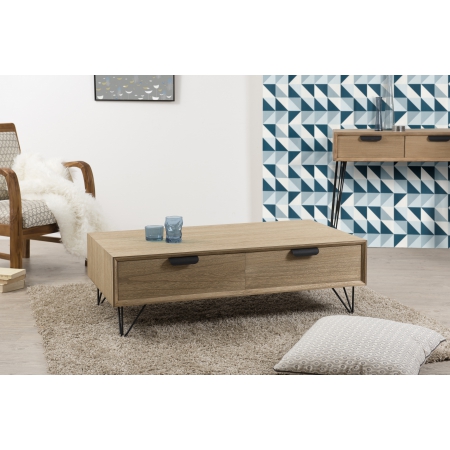 EDITH - Table basse bois naturel 4 tiroirs...