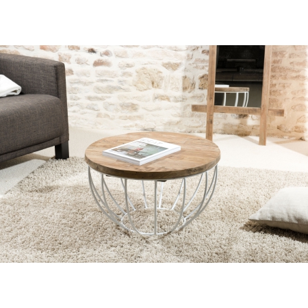 ALIDA - Table basse coque ronde 60x60cm plateau...