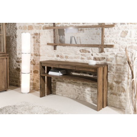 ALIDA - Console marron 3 tiroirs teck recyclé