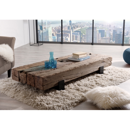 LEONCE - Table basse rectangulaire marron...