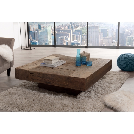 LEONCE - Table basse carrée marron 105x105cm...