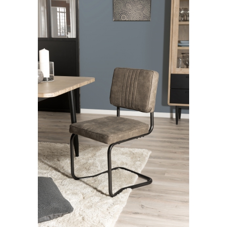 ESTELLE - Lot de 2 chaises tissu taupe pieds...