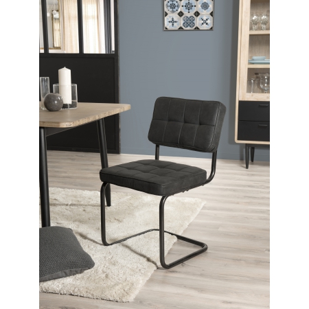 ESTELLE - Lot de 2 chaises tissu gris...