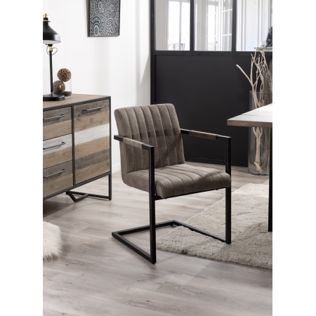 ESTELLE - Lot de 2 fauteuils tissu taupe pieds...
