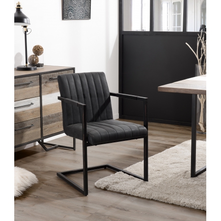 ESTELLE - Lot de 2 fauteuils tissu gris...