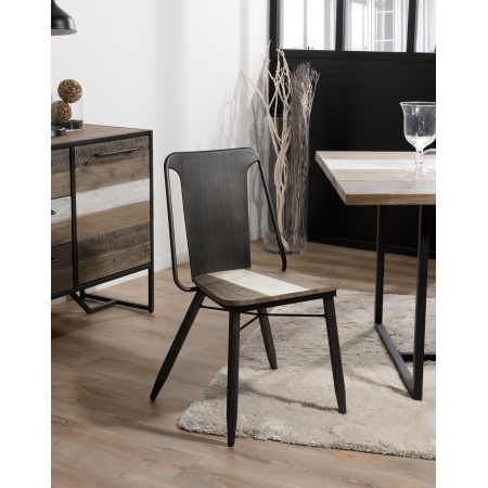 LEANDRE - Lot de 2 chaises noires acacia et acier