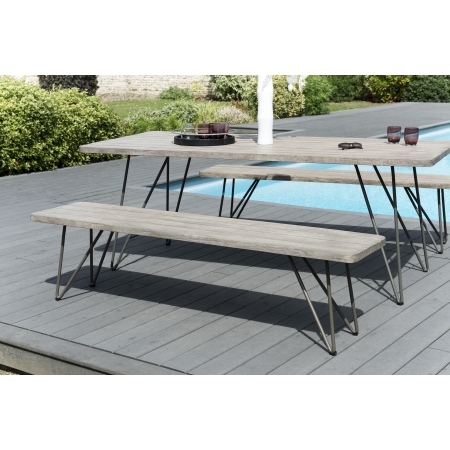 HYACINTHE - Banc de jardin en bois Teck teinté...