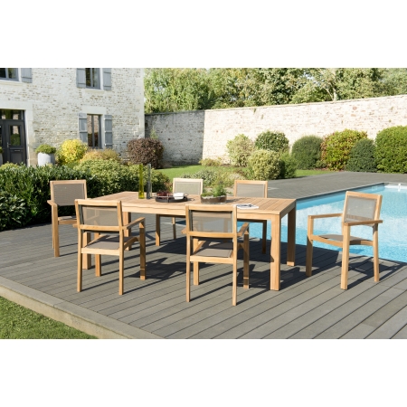 HALICE - SALON DE JARDIN EN BOIS TECK 6/8 pers....