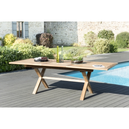 HARRIS - Table de jardin 2 personnes, ronde pliante 60x60cm en bois Teck