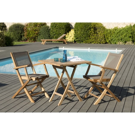 HARRIS - SALON DE JARDIN EN BOIS TECK 2 pers. -...