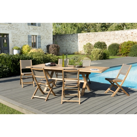 HARRIS - SALON DE JARDIN BOIS TECK 8/10 pers -...