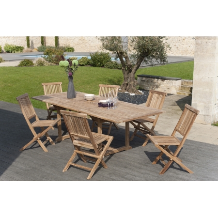 Macabane - HARRIS - Salon de Mobilier de jardin 8/10 personnes en teck -  180x100x75cm