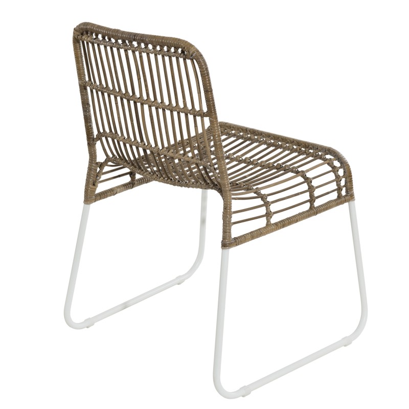 Lot de 2 chaises rotinkubu et métal blanc BALLA Lot de 2 chaises rotinkubu et métal blanc BALLA
