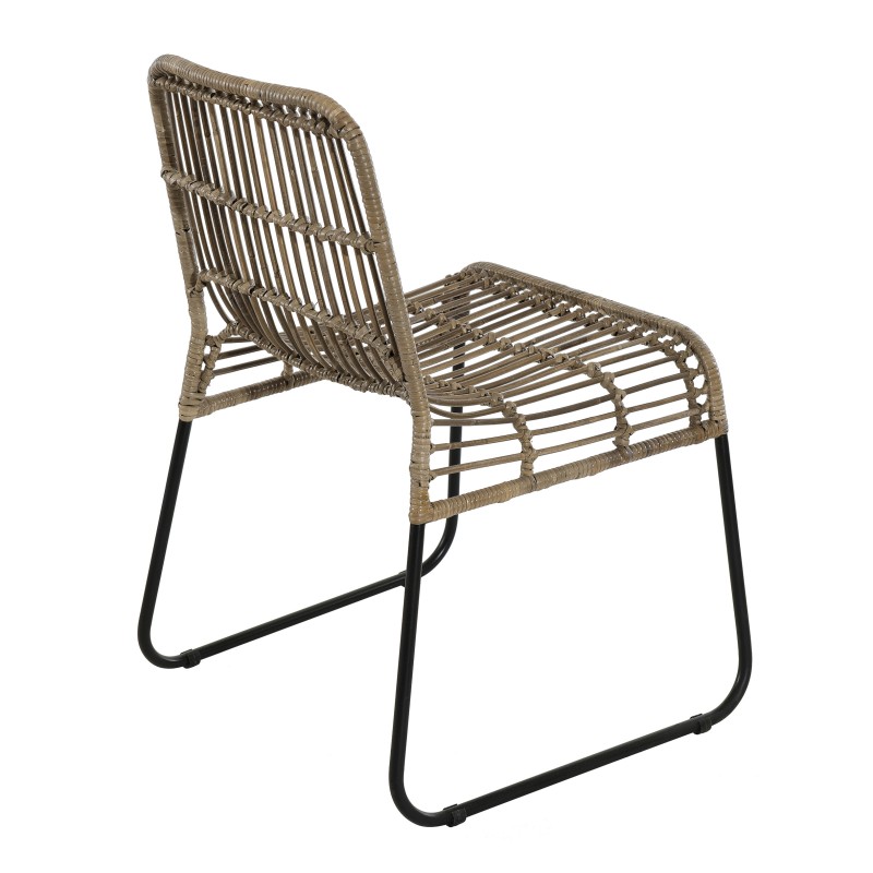 Lot de 2 chaises rotinkubu et métal noir BALLA Lot de 2 chaises rotinkubu et métal noir BALLA