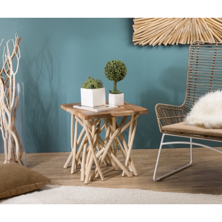 LALY - Table d'appoint nature - plateau carré...