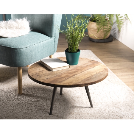 ALIDA - Table basse d'appoint marron ronde...