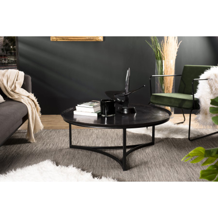 JONAS - Table basse ronde 100x100cm aluminium noir